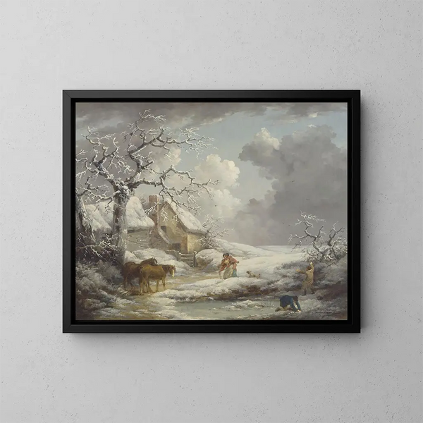 Paesaggio invernale - George Morland — quadro incorniciato alla parete