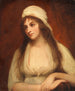 Portrait of Mary Tighe (1772–1810) – George Romney — 1794–1795 oil on canvas with white headdress and reddish-brown background