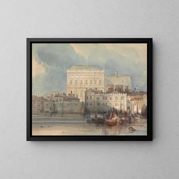 Die Festsaal von Whitehall vom Fluss aus - George Shepheard — gerahmtes Bild an der Wand