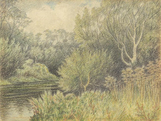 George Sherriff - Untitled River scene with willows.webp
