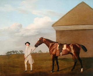 George Stubbs - Firetail with his Trainer by the RubbingDown House on Newmarket Heath.webp