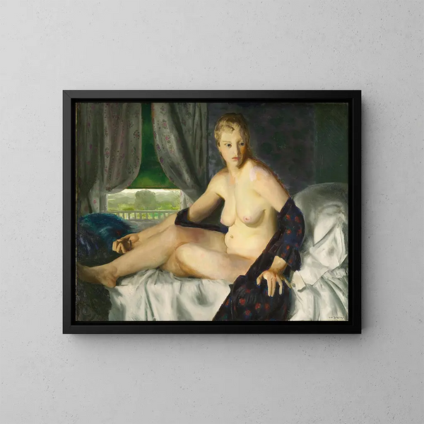 Akt mit Fächer - George Wesley Bellows — gerahmtes Bild an der Wand