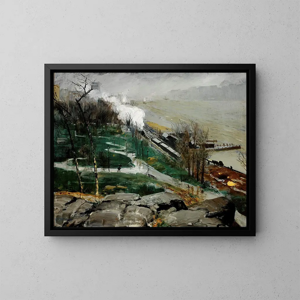 Pioggia sul fiume - George Wesley Bellows — quadro incorniciato alla parete