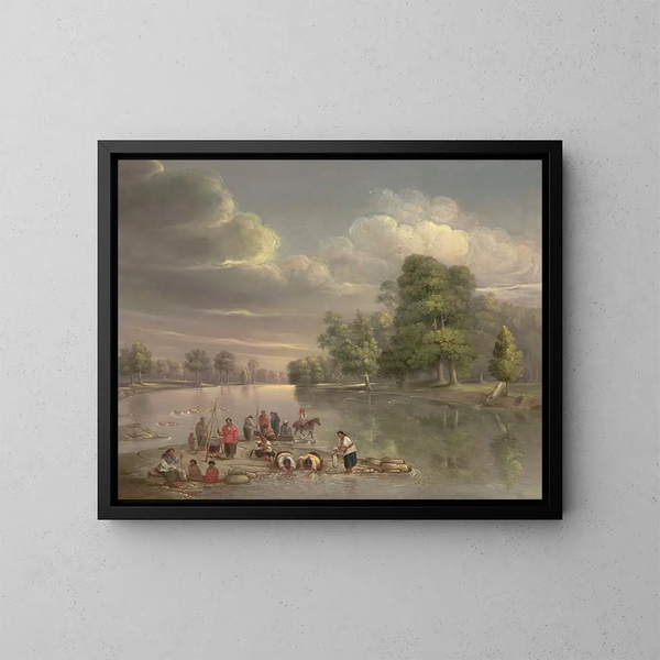 Szene am Wabash - George Winter — gerahmtes Bild an der Wand
