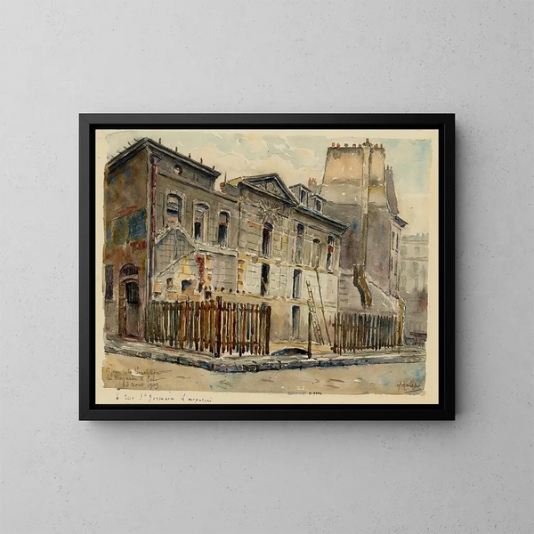 Erster Tag des Abbruchs des Geschäfts Sel, 6 rue Saint-Germain de l'Auxerrois - Georges-Henri Manesse — gerahmtes Bild an der Wand