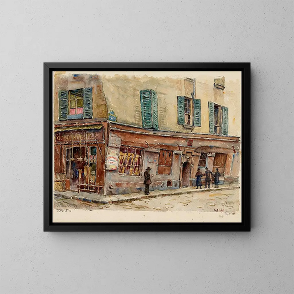 Alte Haus aus dem 14. Jahrhundert, 24 Rue Sainte-Foy, Ecke Rue Saint-Denis - Georges-Henri Manesse — gerahmtes Bild an der Wand