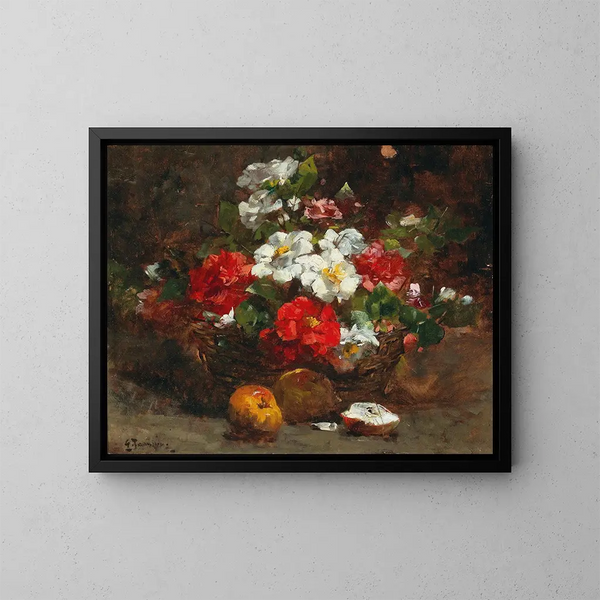 Ein Korb voller Blumen - Georges Jeannin — gerahmtes Bild an der Wand