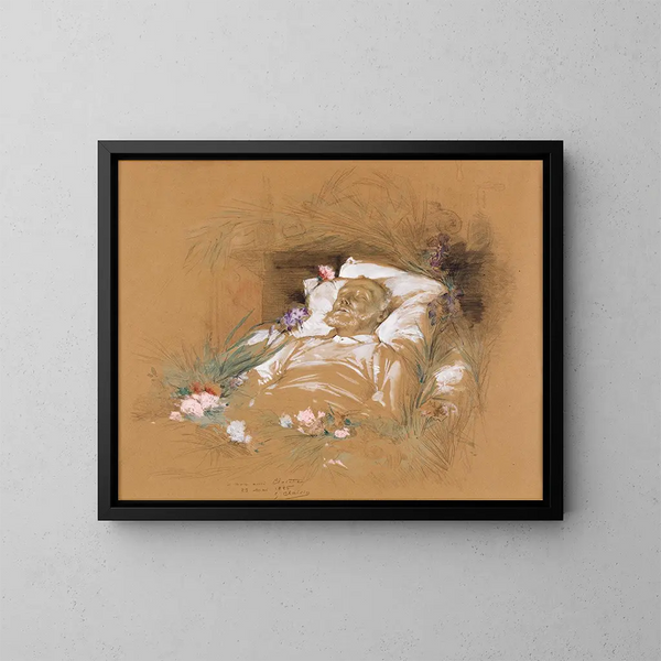 Victor Hugo auf seinem Sterbebett - Georges Jules Victor Clairin — gerahmtes Bild an der Wand