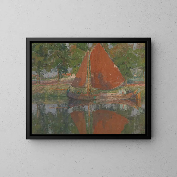 Die rote Segelboje - Georges Léon Ernest Buysse — gerahmtes Bild an der Wand