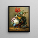 Nature morte con fiori e un nido di uccello - Georgius Johannes Jacobus van Os — quadro incorniciato alla parete