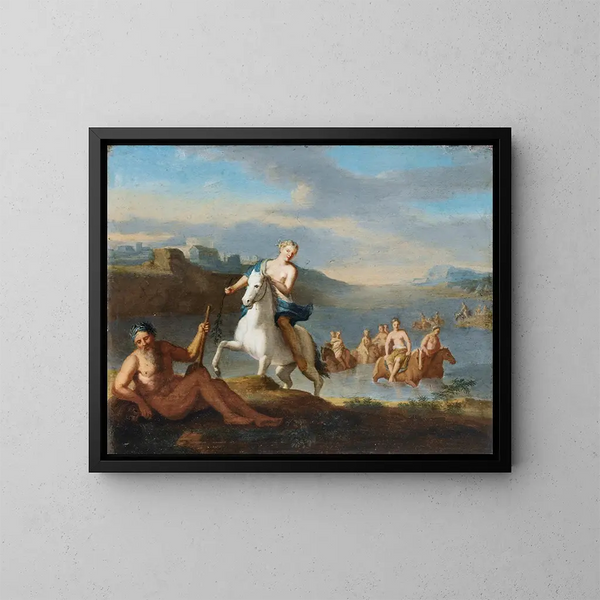 Clélie che attraversa il Tevere - Gerard Hoet — quadro incorniciato alla parete
