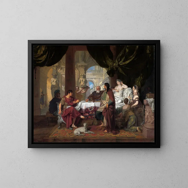 Das Bankett der Kleopatra - Gerard de Lairesse — gerahmtes Bild an der Wand