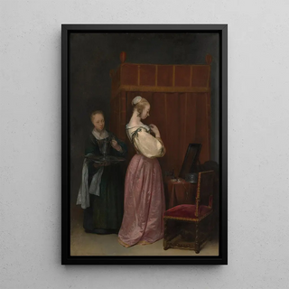 Gerard ter Borch - A Young Woman at Her Toilet with a Maid.webp