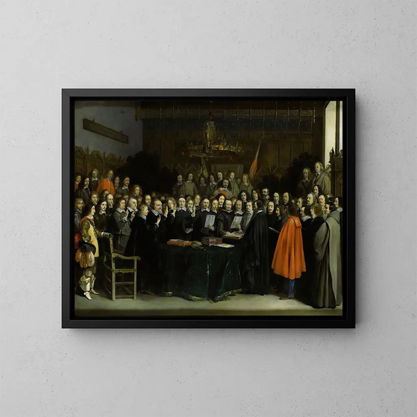 La Ratificazione del Trattato di Münster - Gerard ter Borch — quadro incorniciato alla parete