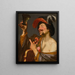 Ein fröhlicher Geiger, der ein Weinglas hält - Gerard van Honthorst — gerahmtes Bild an der Wand