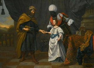 Gerard van Kuijl - An Old Testament Scene Possibly Eliezer Offering Jewels To Rebecca.webp