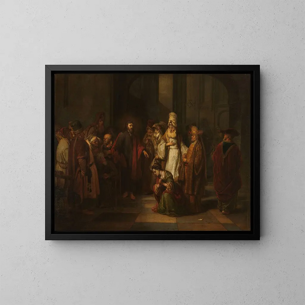 Der Christus und die Ehebrecherin - Gerbrand van den Eeckhout — gerahmtes Bild an der Wand