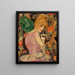 Portrait de Lili Elbe avec un éventail de plumes vertes - Gerda Wegener — gerahmtes Bild an der Wand