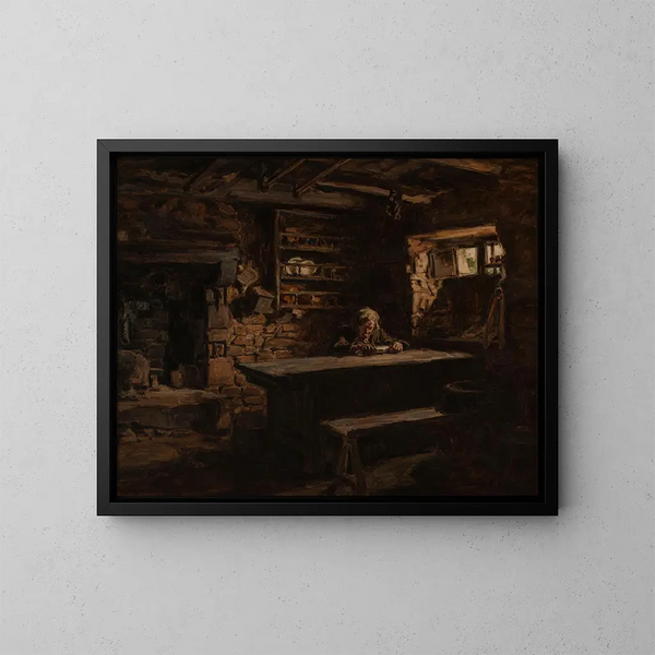 Innenraum bretonisch - Germain David-Nillet — gerahmtes Bild an der Wand