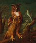 Ein Eule und eine Blaumeise sitzen in einem Baum - Deutsche Schule — Ansicht des Kunstwerks