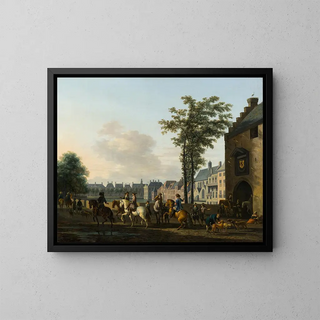 Gerrit Adriaensz Berckheyde - A Hunting Party near the Hofvijver in The Hague seen from the Plaats.webp