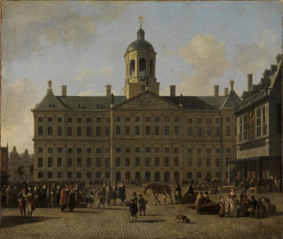 Gerrit Adriaensz Berckheyde - Der Damplatz zu Amsterdam mit dem Rathaus und der Waage.webp