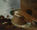Ein Pfau, ein Paar Enten, Hasen und eine Truthenne in einer Landschaft - Gijsbert Gillisz de Hondecoeter — Ansicht des Kunstwerks