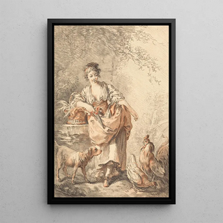 Gilles Demarteau the Elder - Woman Feeding Chickens.webp