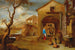 Ein Paar von Bauern, die sich in einem Bauernhofhof unterhalten - Gillis Peeters der Ältere — Ansicht des Kunstwerks