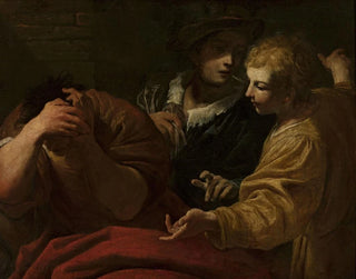 Giovanni Antonio Burrini - Joseph explaining dreams at the Pharaohs court.webp