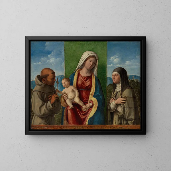 Vergine con Bambino e i santi Francesco e Chiara - Giovanni Battista Cima da Conegliano — quadro incorniciato alla parete