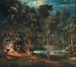Giovanni Battista Innocenzo Colombo - Figures by an encampment in a nocturnal landscape.webp