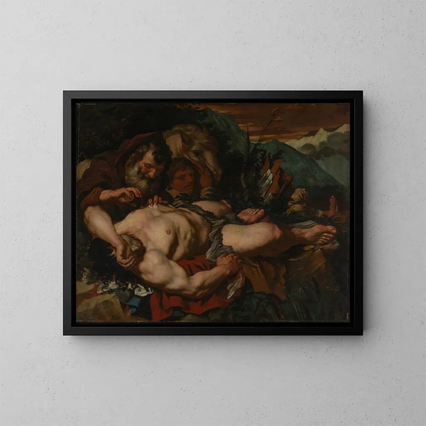 Der gute Samariter - Giovanni Battista Langetti — gerahmtes Bild an der Wand