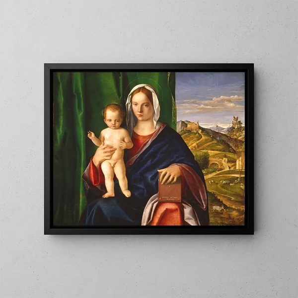 Jungfrau mit Kind - Giovanni Bellini — gerahmtes Bild an der Wand