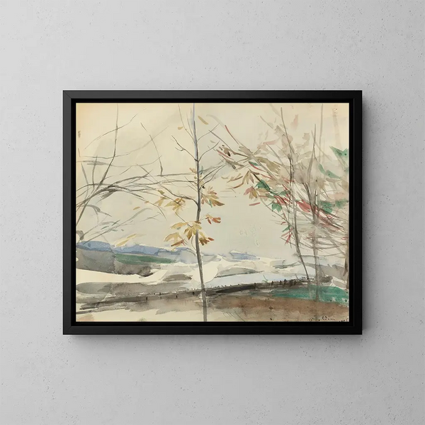 Paesaggio autunnale con alberi - Giovanni Boldini — quadro incorniciato alla parete