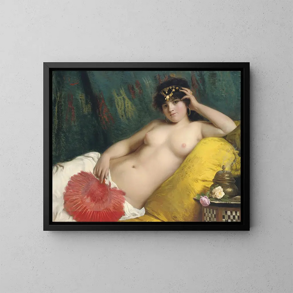 Eine Odaliske mit einem roten Fächer - Giovanni Costa — gerahmtes Bild an der Wand
