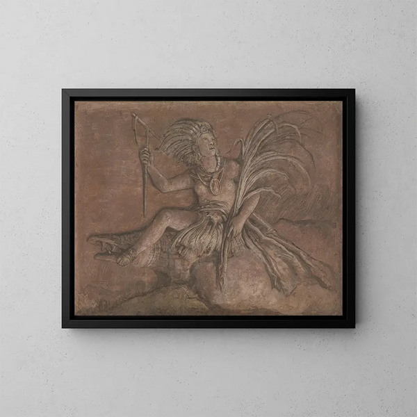 Figur allégorique, die Amerika darstellt - Giovanni Domenico Tiepolo — gerahmtes Bild an der Wand