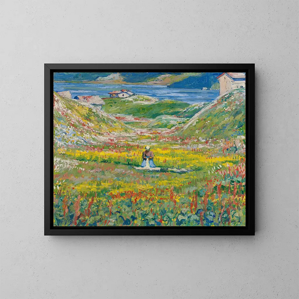 Valle in fiore - Giovanni Giacometti — quadro incorniciato alla parete