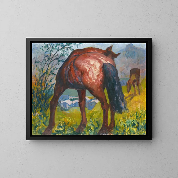 Cavallo rosso - Giovanni Giacometti — quadro incorniciato alla parete