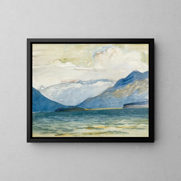 Vista da Plaun Da Lej verso la penisola di Chast - Giovanni Giacometti — quadro incorniciato alla parete