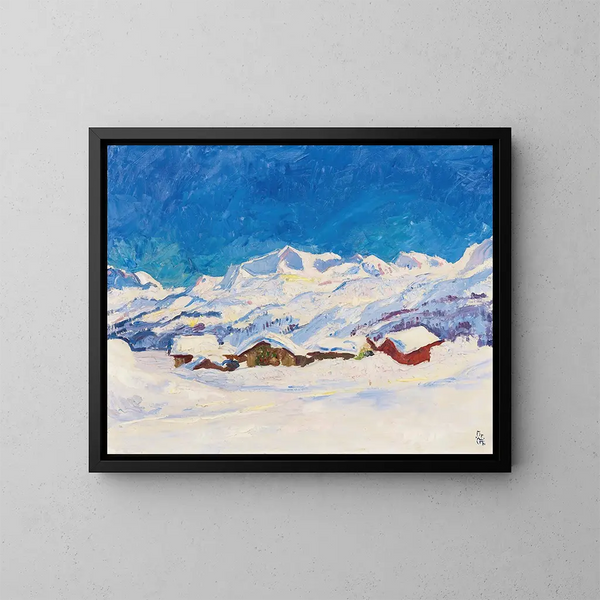Paesaggio invernale vicino a Maloja - Giovanni Giacometti — quadro incorniciato alla parete