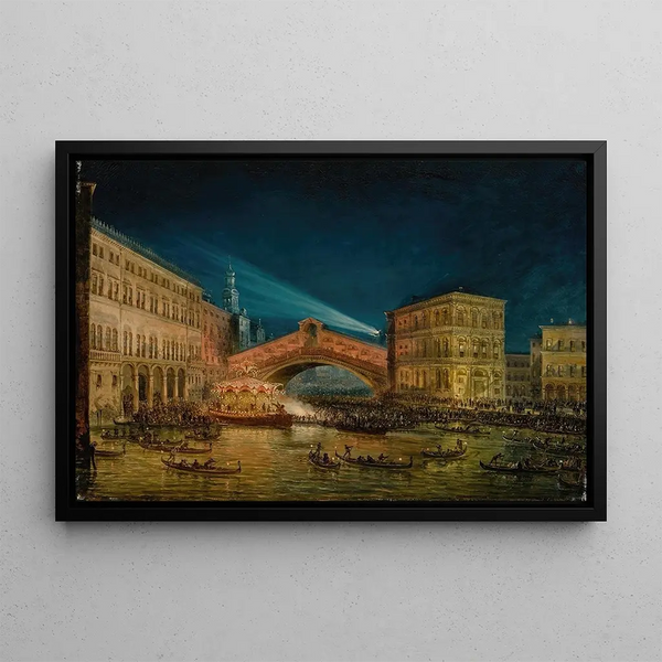 Giovanni Grubacs - Nighttime view of the Rialto on the Feast of the Redentore.webp