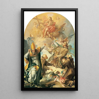 Giovanni Lanfranco - Three Capuchin Saints and a Bishop Worshipping Christ and the Cross.webp