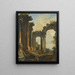Un capriccio di rovine classiche con tre uomini che conversano sui gradini di un tempio - Giovanni Niccolò Servandoni — quadro incorniciato alla parete
