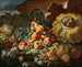 Pesche, mele, prugne e ciliegie su un bordo di pietra con una zucca - Giovanni Paolo Castelli — vista dell’opera