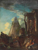 Un caprice di rovine classiche con la piramide di Cestius oltre - Giovanni Paolo Panini — vista dell’opera