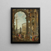 Un caprice classico con la colonna Trajane del Colosseo e l'Ercole Farnese con il Filosofo - Giovanni Paolo Panini — quadro incorniciato alla parete