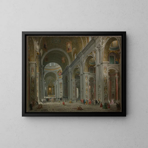 Interno di San Pietro a Roma - Giovanni Paolo Panini — quadro incorniciato alla parete