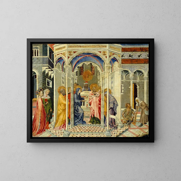 Die Präsentation Christi im Tempel - Giovanni di Paolo — gerahmtes Bild an der Wand