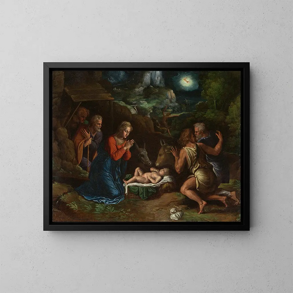 L'Adoration der Hirten - Girolamo da Carpi — gerahmtes Bild an der Wand